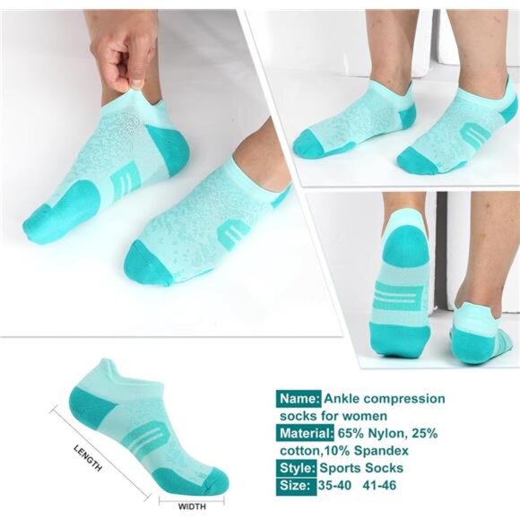 Womens Ankle Compression Socks with Arch Support Athletic Low cut Running Socks - Picture 6 of 14